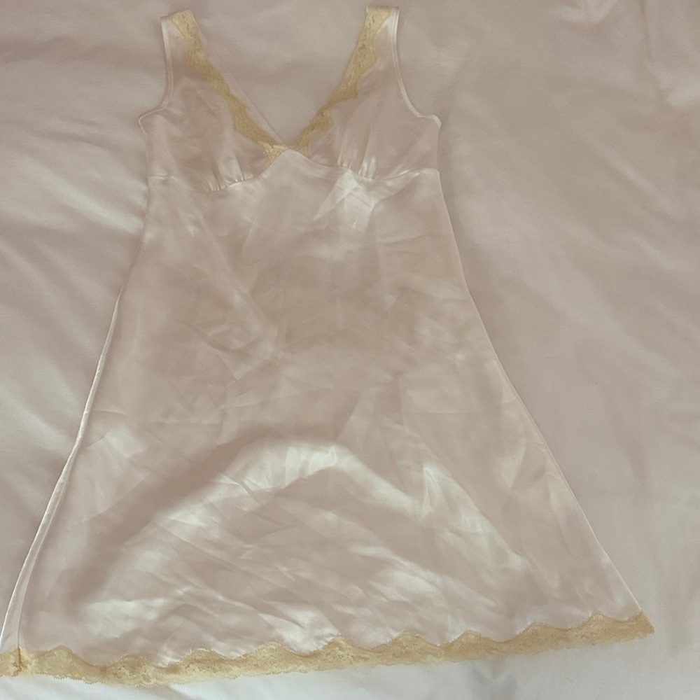 Victoria's Secret White Chemise with Gold Lace